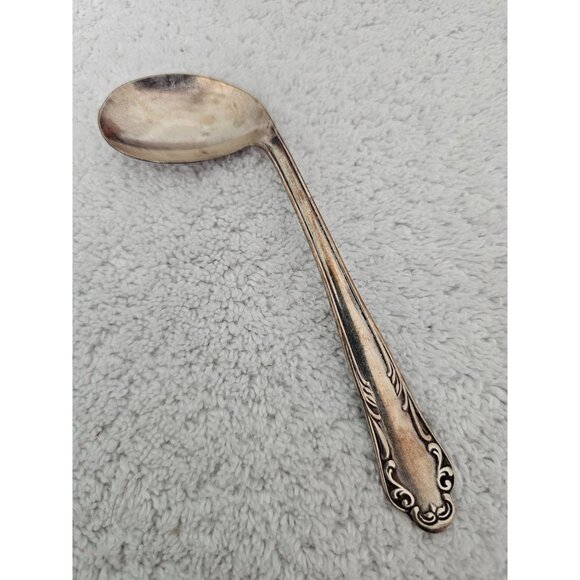 Vintage Silver-Plated Spoon with Ornate Handle Design 6 Inches Long - Picture 2 of 6